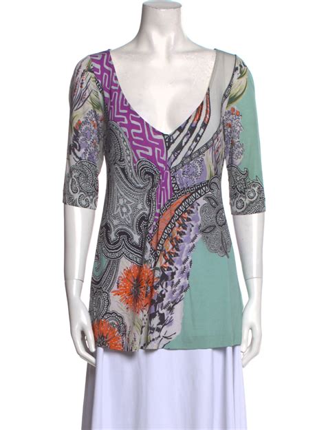 Etro Long Sleeve Button Up Top Purple Tops Clothing Etr The