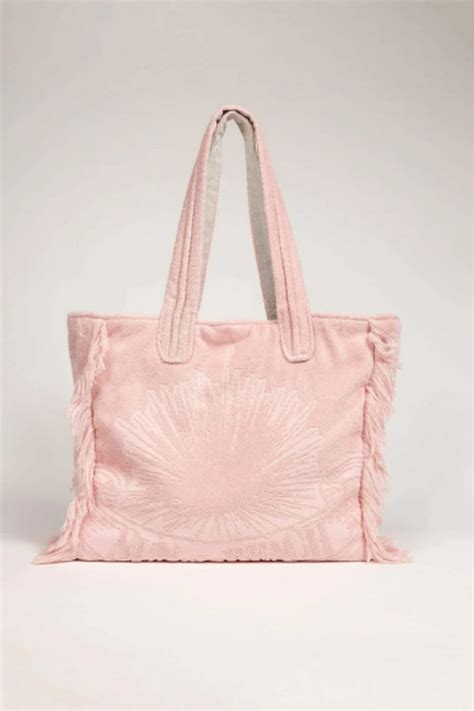 Just Pink Terry Tote Beach Bag Gallabia