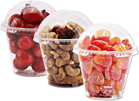 9 oz Clear Plastic Cups with Lids - 25 Sets Dessert Cups with Dome Lids ...