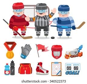 Ice Hockey Game Cartoon Characters Stock Vector (Royalty Free ...