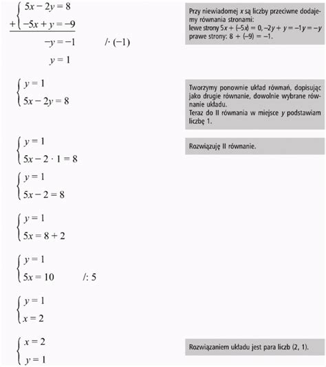 Rozwiązywanie Układów Równań Metoda Przeciwnych Współczynników Matematyka Opracowania Pl