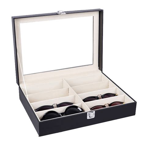 Luxury 8 Grids Sunglass Case Organizer Multiple Storage Glasses Box