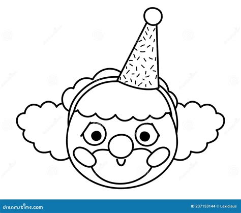 Vector Black and White Clown Face. Circus Artist Avatar Outline Clipart. Amusement Holiday Line ...