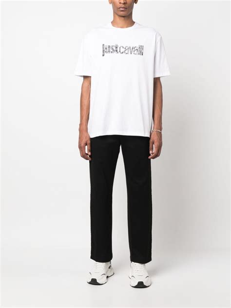 Just Cavalli Logo Print Cotton T Shirt White FARFETCH CA