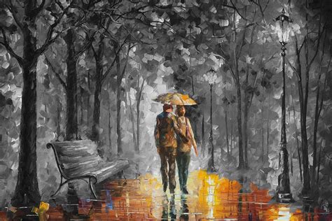 Black White Canvas Art Print Rain Artwork by Leonid Afremov - Etsy