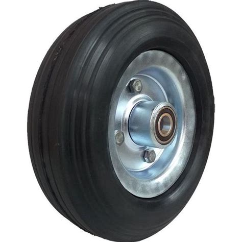 Roda Chapa Estampada 250X4 Pneu de Borracha Maciça Rolamento 20mm