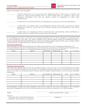 Fillable Online Beneficiary Designation Form Upal Fax Email Print