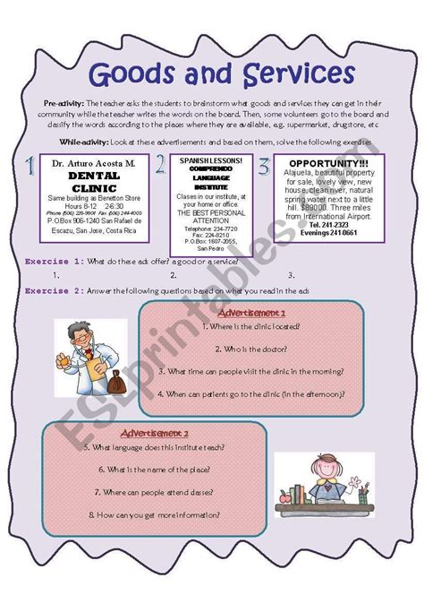 Goods And Services Worksheet For Grade 3