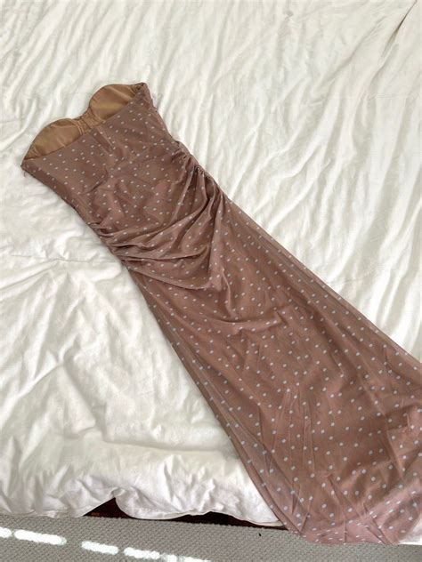 Polka Dot Nude Dress Women S Fashion Dresses Sets Dresses On Carousell