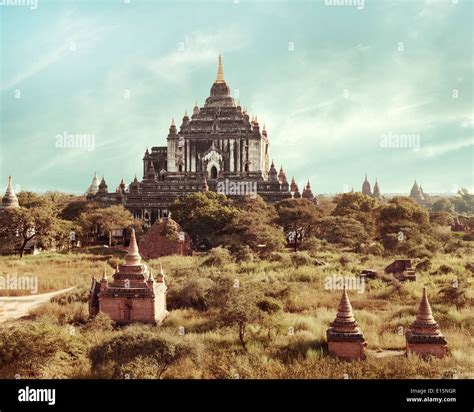 Ancient Architecture Old Buddhist Temples At Bagan Kingdom Myanmar