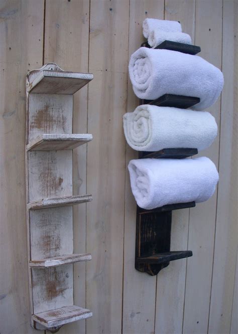 Handmade Towel Rack Bath Decor Wood Shabby Cottage