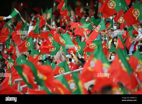 Portugal Football Fans Wave Flags During The 2022 Fifa World Cup