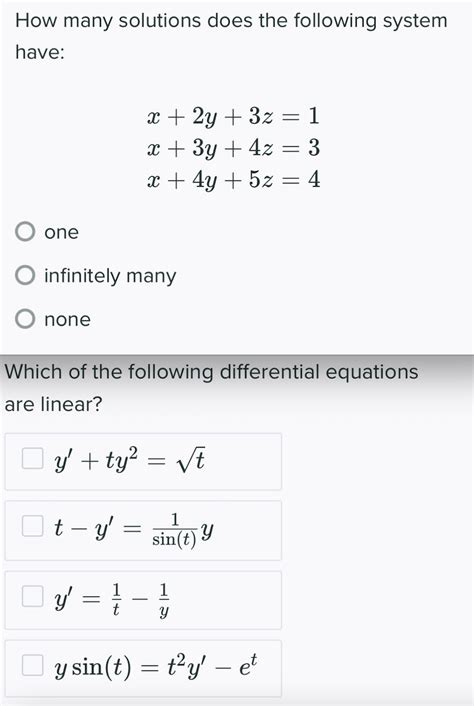 Solved How Many Solutions Does The Following System Have X