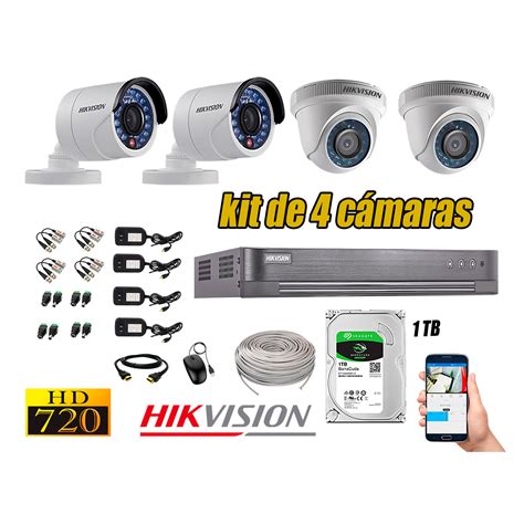 Ripley HIKVISION CÁMARAS DE SEGURIDAD KIT 4 HD 720P DISCO DURO