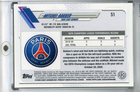 Mint Topps Chrome Uefa Champions League Paris