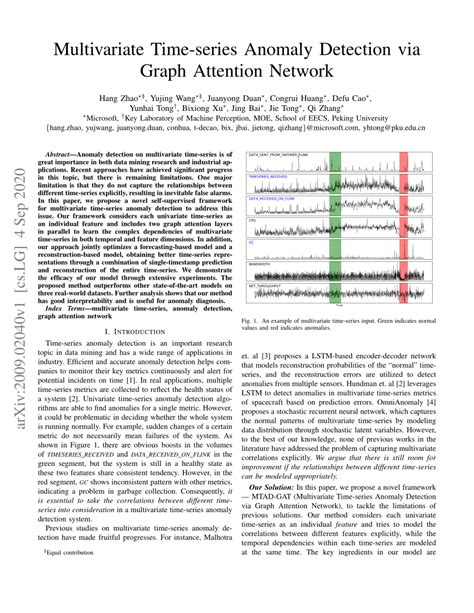 Pdf Multivariate Time Series Anomaly Detection Via Graph Attention