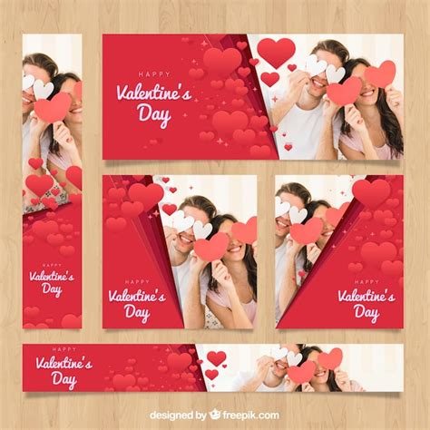 Web Banners Del Día De San Valentín Con Foto Vector Gratis