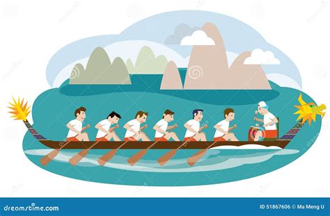 Dragon Boat Racing Illustration Stock Vector Illustration Of