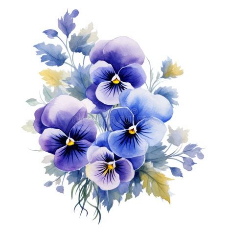 Watercolor With Pansies Stock Illustration Illustration Of