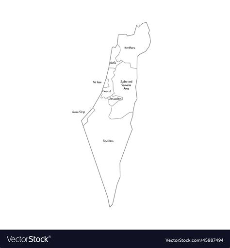 Israel political map of administrative divisions Vector Image