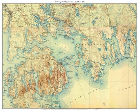 Frenchman Bay 1904 Old Topographic Map Usgs Custom Composite Etsy