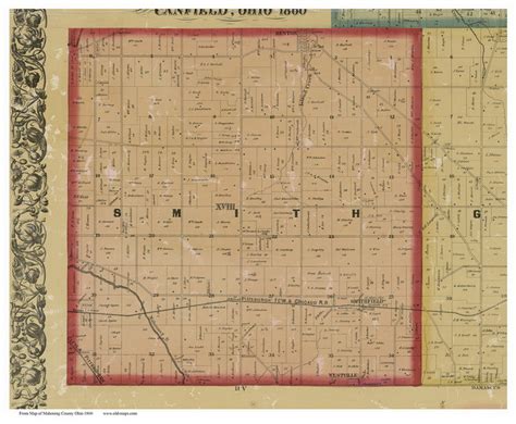 Smith Ohio 1860 Old Town Map Custom Print Mahoning Co Old Maps