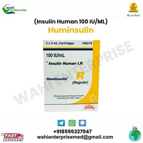 Huminsulin R Injection Insulin Human 100 IU ML Packaging Size 5 X