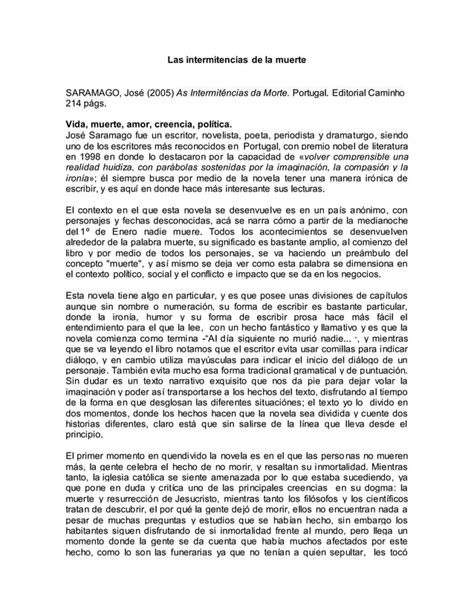 Rese A Las Intermitencias De La Muerte Pdf