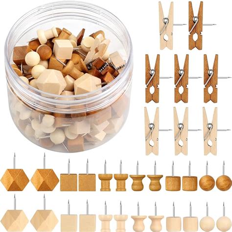 Amazon 120Pcs Wooden Thumb Tacks Wood And Brown Push Pins 7