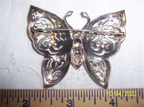 Vintage huge marcasite butterfly brooch. Sterling sil… - Gem