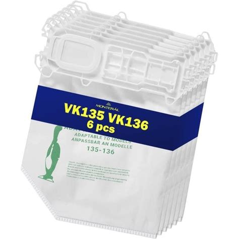 Luernas 6 Pièces Sac Aspirateur Pour Vorwerk Kobold Vk135 Vk136 Sacs