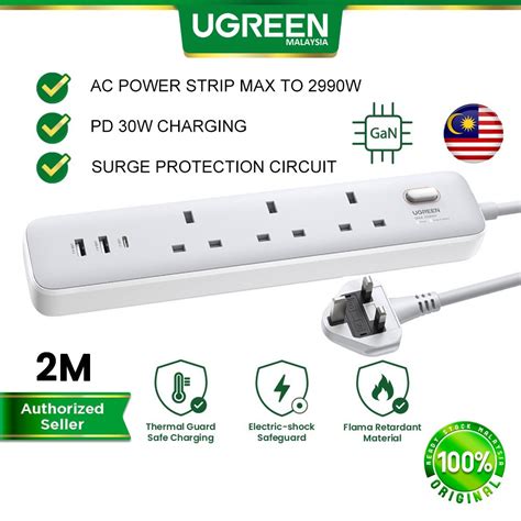 Ugreen In Charger W Power Strip Diginest Cube Gan Extension Lead