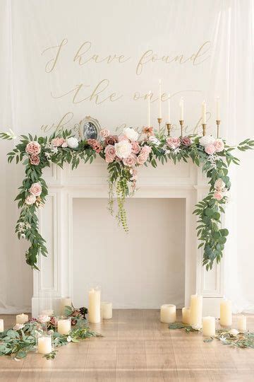 9ft Head Table Flower Garland In Dusty Rose Cream Wedding Table