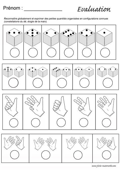 Evaluation Maths En Maternelle Constellations Et Doigts De La Main