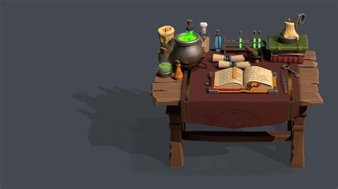 Stylized Alchemy Table - 3D Model by ArtInt3d