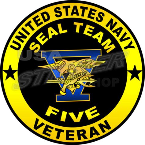 Us Navy Seal Team 5 Veteran Sticker Round Usa Military Stickers