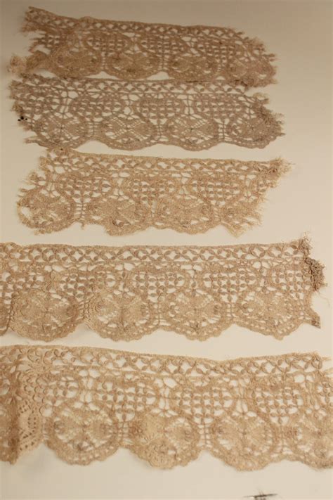 Antique Maltese Lace Pieces Victorian Soft Cream Short Lengths Of