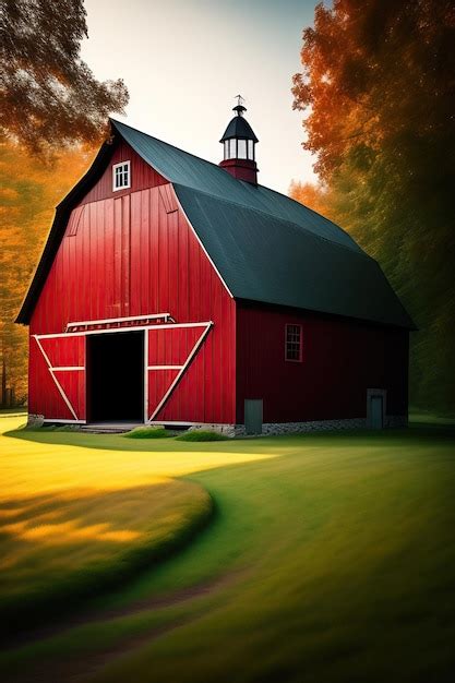 Premium AI Image Traditional Vintage Red Farm Barn