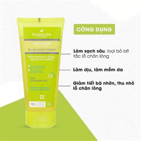 SỮA RỬA MẶT FLOSLEK ANTI ACNE BACTERIAL FACE CLEANSING GEL 200ML