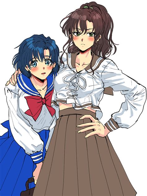 mizuno ami and kino makoto (bishoujo senshi sailor moon) drawn by kuya