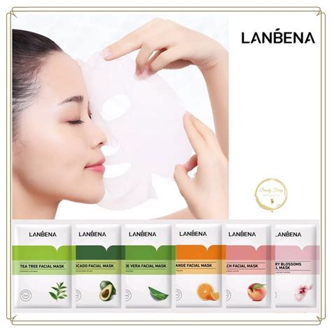 Jual BPOM LANBENA Sheet Mask Tea Tree Orange Peach Avocado