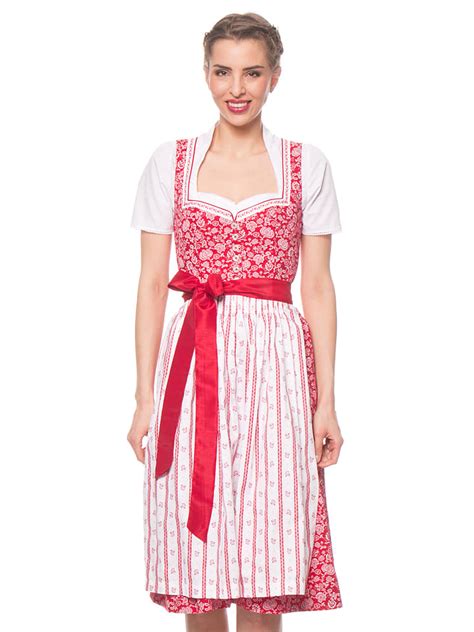 Turi Landhaus Midi Dirndl Maike In Rot Wei G Nstig Kaufen Limango