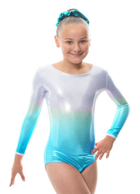 Personalised Silver To Turquoise Mystique Long Sleeved Leotard