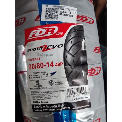 Jual Fdr Sport Zevo Tubeless Ban Luar Motor Matic Free Pentil