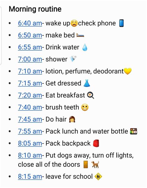 Morning To Do List Morning Routine Morning Routine School School