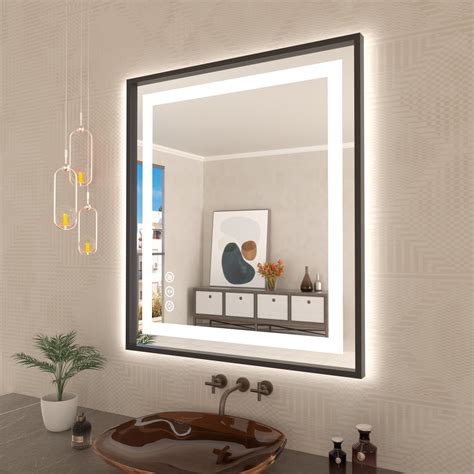 Amazon Amorho X Led Bathroom Mirror With Black Frame Front