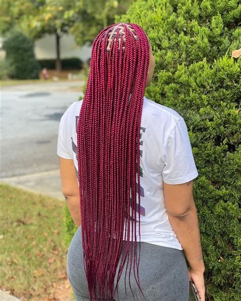 29 Red And Black Knotless Braids Novaissahasihk