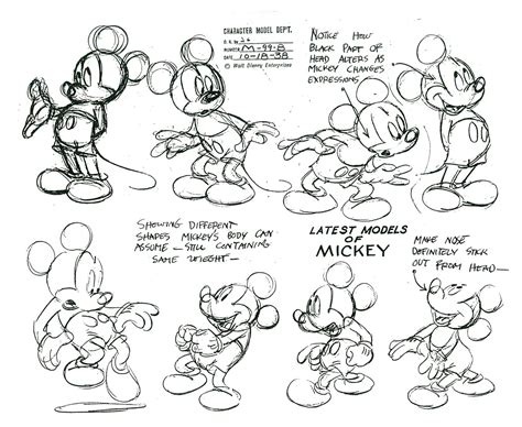 Mickey Mouse Model Sheet Concept Art Production Sketches Model