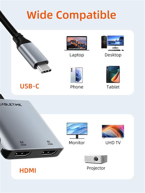 8k Usb C To Dual Hdmi Adapter Dual 4k For Macbook Pro Cabletime