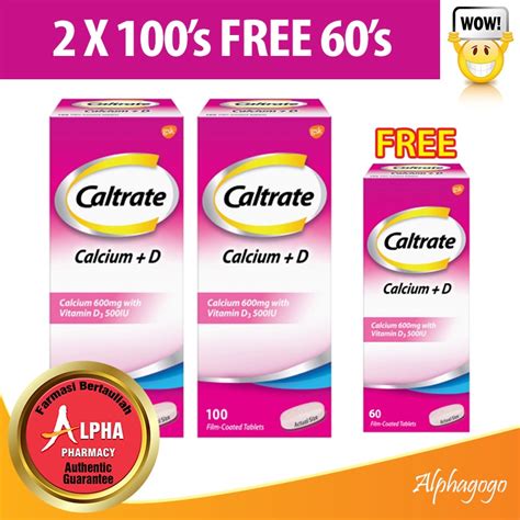 Caltrate 600 D Calcium Dietary Supplement With Vitamin D 60 Tablets